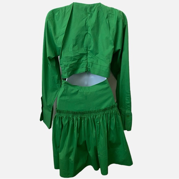 Jason Wu Pretty Green Cutout Waist Long Sleeve Short Dress, Size M - Picture 7 of 9